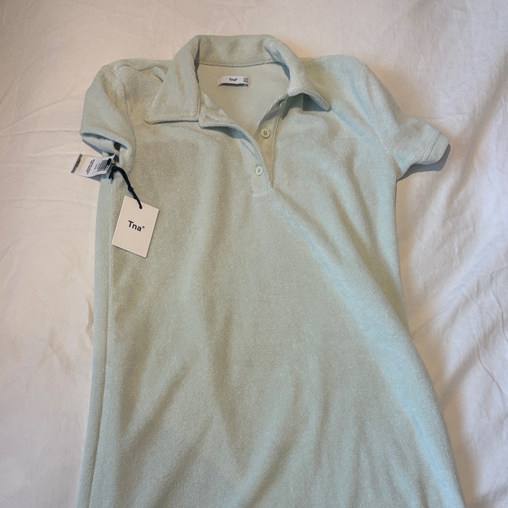 Aritzia Light Blue Terry Polo Mini Dress